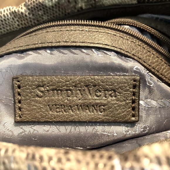 Simply Vera Wang Beige, Brown Snakeskin Shoulder Hobo Bag - Picture 6 of 9